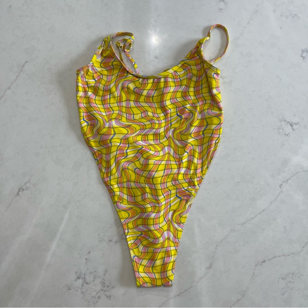 Out From Under Yellow Retro Plaid One Piece Swim Suit